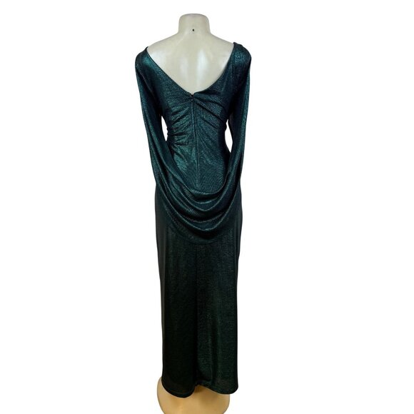 R&M Richard’s Green Metallic Long Sleeve Maxi Dress Women's Shimmery Sz 12 - Picture 4 of 11
